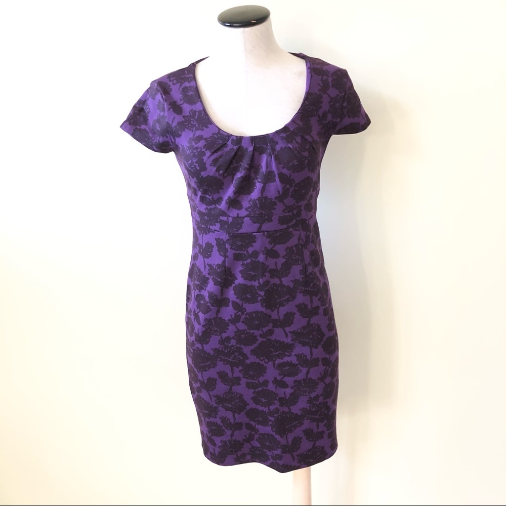 Boden purple Scoop Neck Floral Sheath Dress wh292